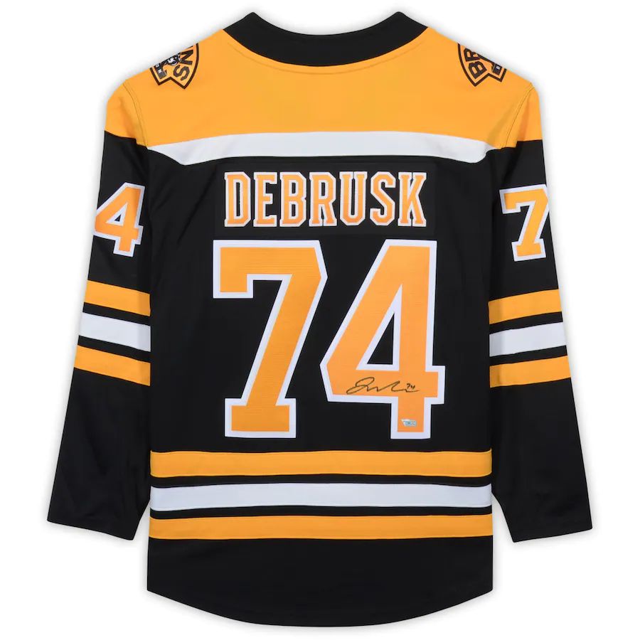B.Bruins #74 Jake DeBrusk Fanatics Authentic Autographed Black Fanatics Breakaway Jersey Stitched American Hockey Jerseys