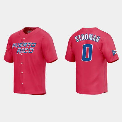 #0 MARCUS STROMAN PUERTO RICO BASEBALL 2023 WORLD BASEBALL CLASSIC JERSEY ¡§C RED Stitches Baseball Jerseys