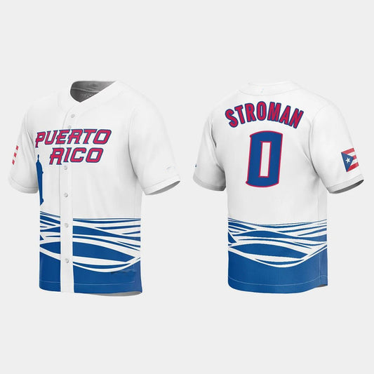 #0 MARCUS STROMAN PUERTO RICO BASEBALL 2023 WORLD BASEBALL CLASSIC JERSEY ¡§C WHITE Stitches Baseball Jerseys