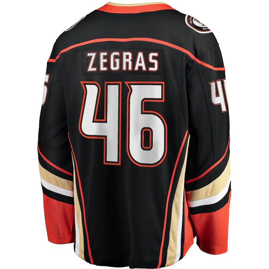 A.Ducks #46 Trevor Zegras Fanatics Branded Home Breakaway Jersey  Black Stitched American Hockey Jerseys